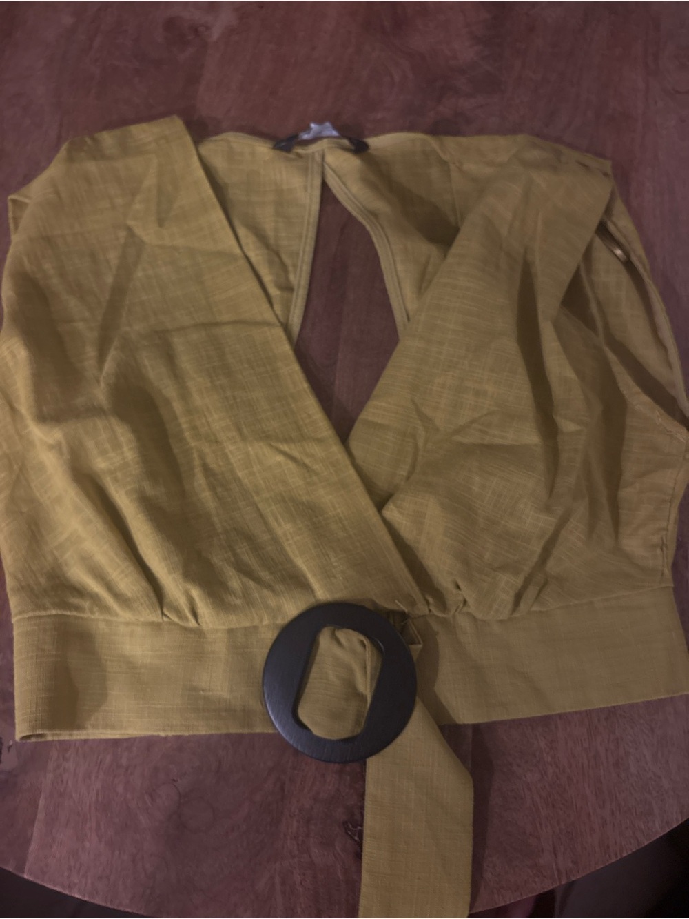 Zara Mustard Wrap Crop Top with Buckle